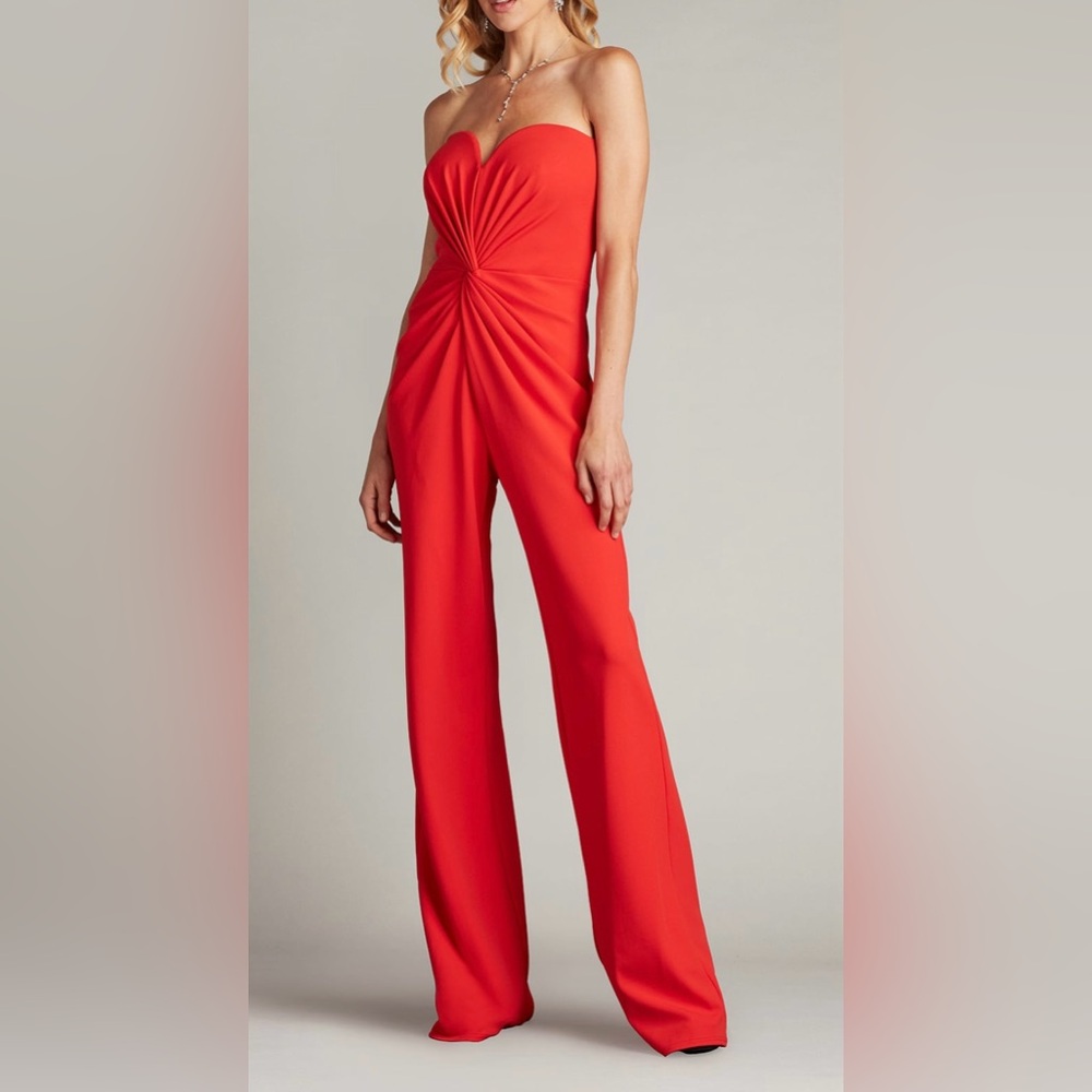 TADASHI SHOIJ LUCAS TWIST-FRONT JUMPSUIT BOS24375Y-REDRS NWT